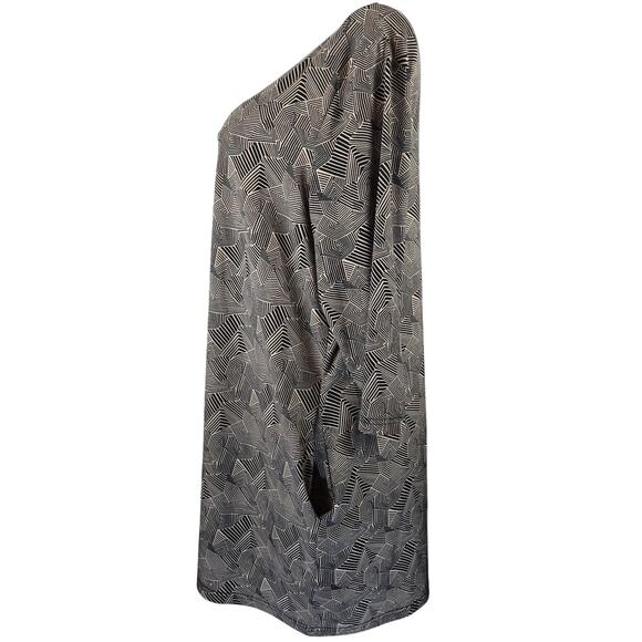 Ulla Popken Brown Black Geometric Pockets Long Line Tunic Mini Dress 16/18 - Picture 2 of 6